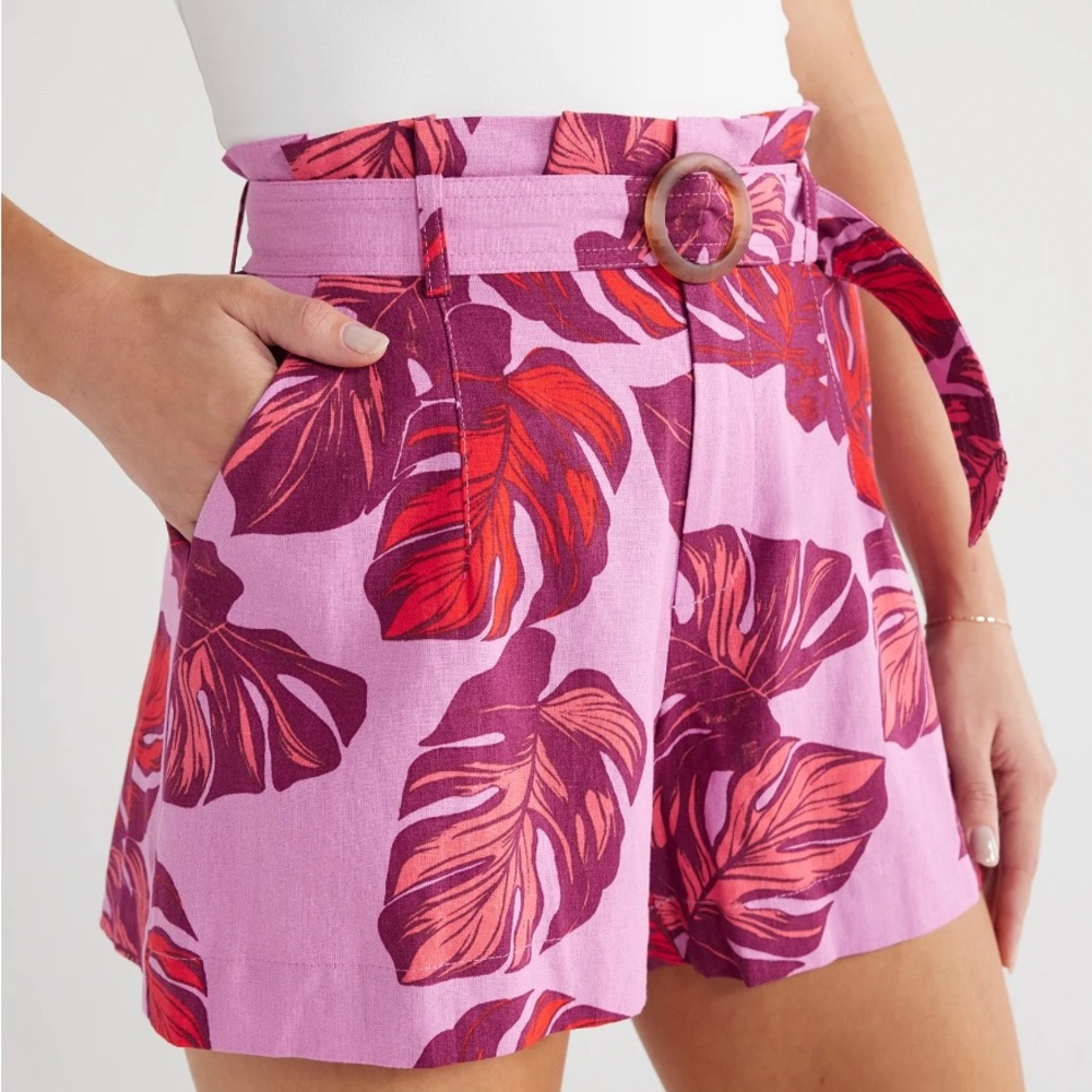 BNWT Sofia Jeans Women Linen Blend Paperbag Shorts